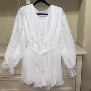 White Pleated Romper size medium